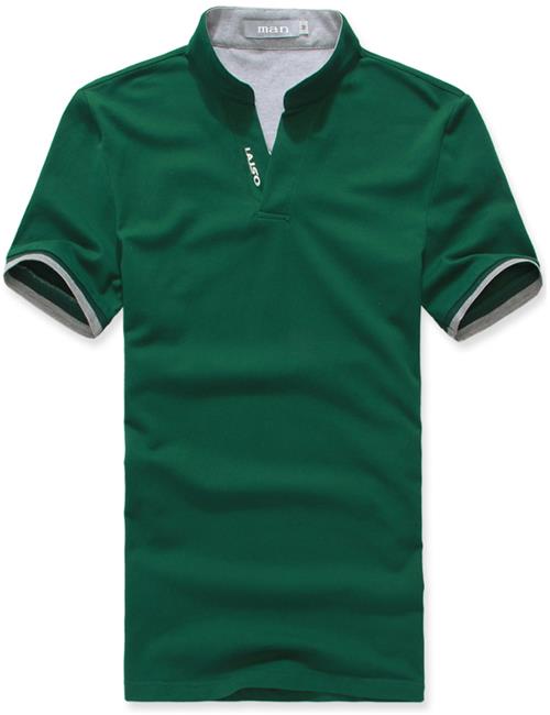 经典绿色立领T恤衫(图1)