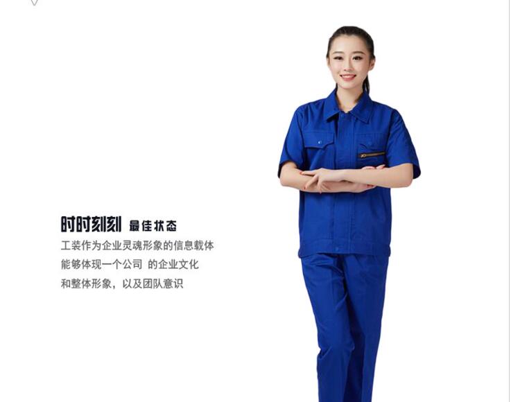 灰色纯棉半袖工作服套装(图2)